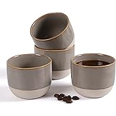 ZEBERBO Ceramic Espresso Cups Set of 4, Double Walled Espresso Coffee Mugs for Nespresso Cups, Special glazed Demitasse Cups Coffee Cup for Espreso Machine (Grey)