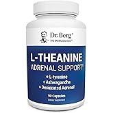 Dr. Berg L-Theanine 200mg - Includes Zinc, Copper, L-Tyrosine, & Ashwagandha – L-Theanine Supplement Adrenal Support - for Relaxation, Stress Relief, and Mental Clarity* – 90 Gelatin Capsules