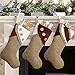 Ivenf Christmas Stockings, 3 Pcs 18 inches Burlap Large Original Handcraft with Tassel Stockings, for Family Holiday Xmas Party Decorations