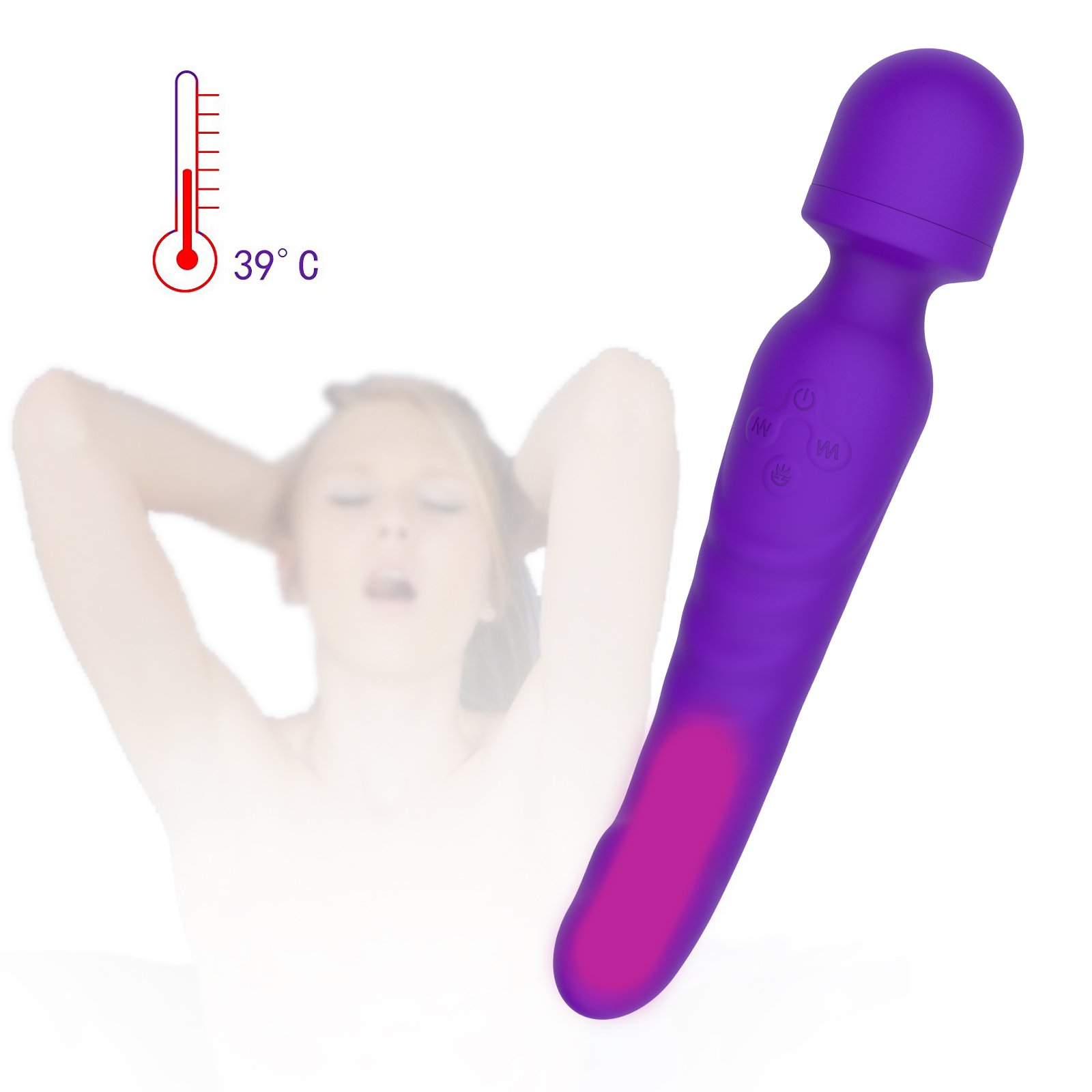Magic Wand Massagegerät Massagestab für Frauen Handheld Massager mit Akku,100% Wasserdicht, 7 Massageprogramme Massage geräte für Rücken Nacken Schulter Beine und Fuß (Lila) (Lila)