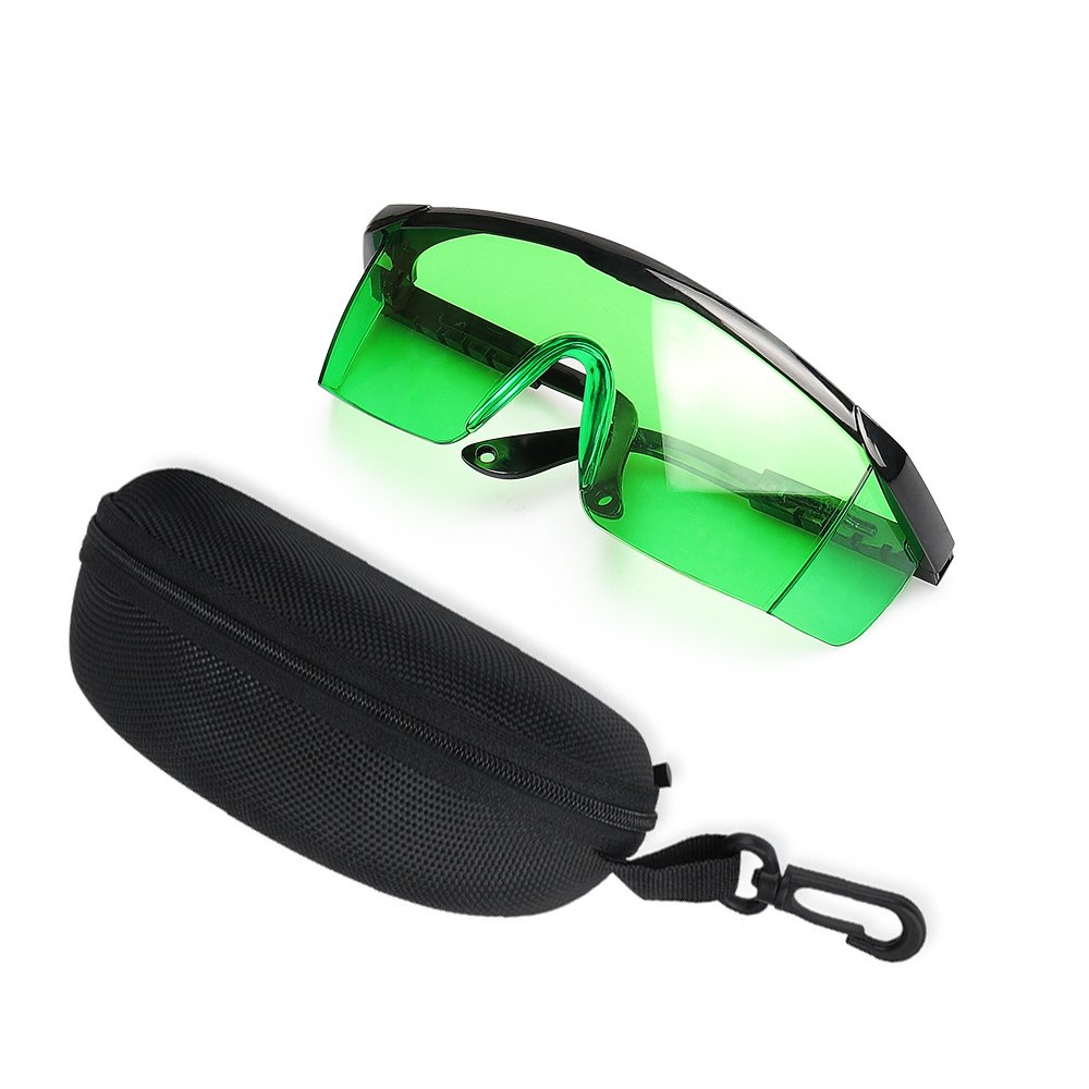 Green Laser Enhancing Glasses - Huepar GL01G Adjustable Eye Protection Safety Enhancement Glasses for Green Laser Level Alignment, Cross & Multi Lines (Protective Box Included)