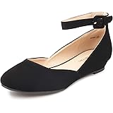 DREAM PAIRS Women's Revona Low Wedge Ankle Strap Flats Shoes