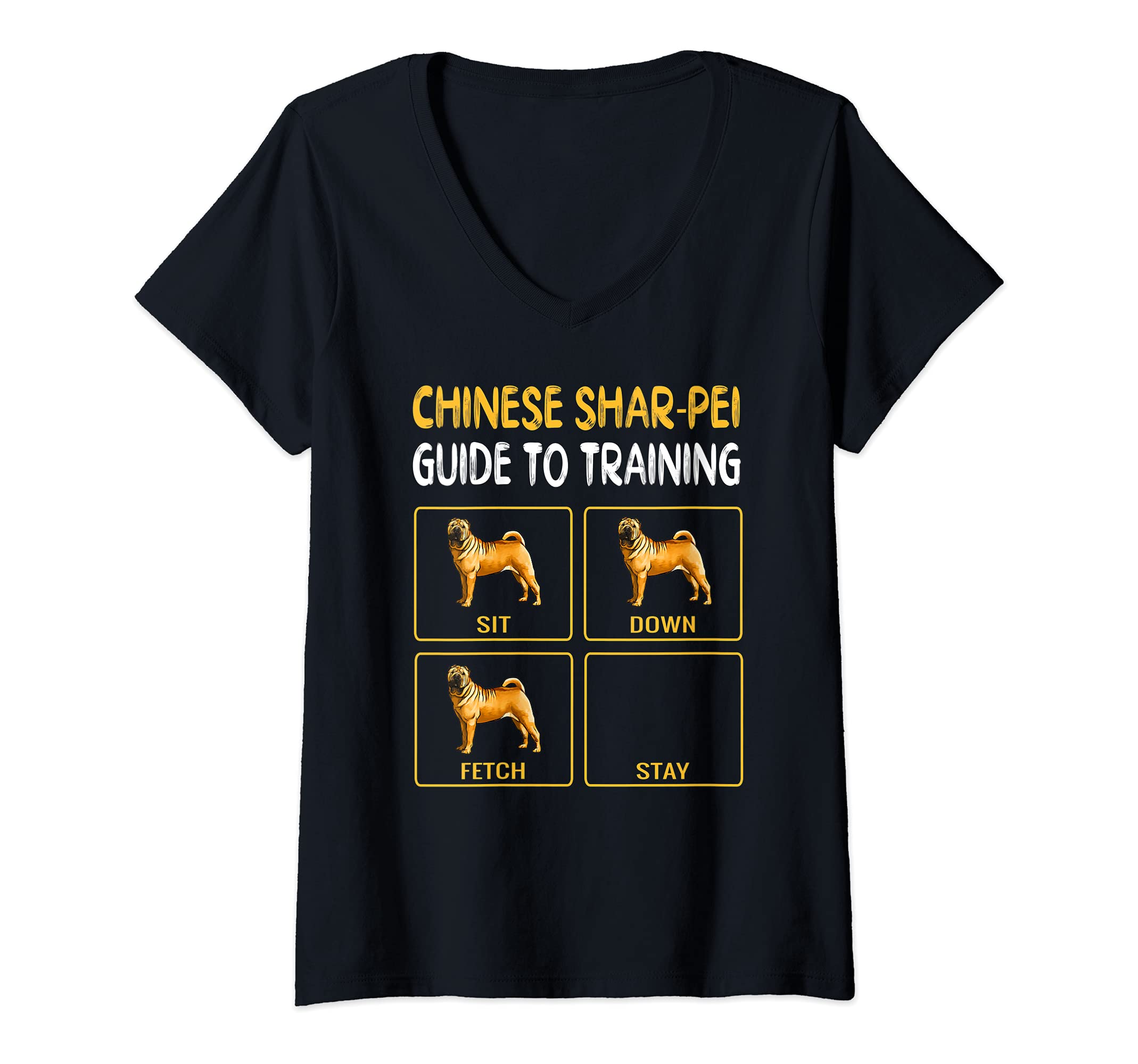 Womens Chinese Shar-Pei Guide To Training Dog Obedience V-Neck T-Shirt