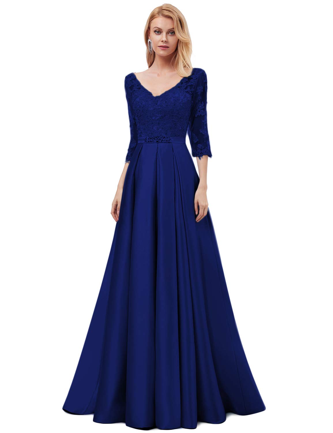 OYISHA Women's Aline Beaded Lace Prom Dresses Long 2020 with 3/4