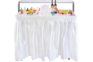 Nice C 4 ft Folding Ice Table, Party Cooler, Cooler Table, Tables with Drain, Party Tables, with Matching Skirt, Storage Shelf (White)