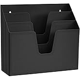 Acrimet Horizontal Triple File Folder Organizer Sorter, Letter Size, Black | Open Top Design, 3 Staggered Compartments, Wall-Mountable or Desktop, Plastic, Ideal for Folders, Documents, Papers and Mail