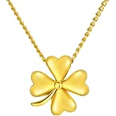 YAQILUBEI Four-Leaf Clover Necklace for Women–18K Gold-Plated,Luck Good Fortune Pendant,Stylish Jewelry Gift,Lucky Charm Necklace