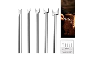 BAIQI Wood Carving Tool Kit 5 Different Drill Bits DIY Carving Crafts Shape 3mm Shank Diameter Sturdy Steel Culpture Knife (Bead Knife)
