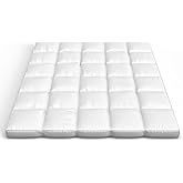 Lavish Home Down Mattress Topper - Queen 4-Inch Duck and Goose Feather Bed with Cotton Mattress Topper Cover - Plush Pillow T
