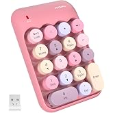 MOFII Wireless Number Pads - Pink Numeric Keypad 18 Keys USB 2.4G Round Keycap Colorful Extensions Keypads, Financial Accounting Portable Numpad 10 Key for Laptop/PC/Notebook/Surface Pro