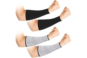 2 Pairs Cut Resistant Sleeves Level 5 Protection Arm Protectors for Thin Skin and Bruising 8" Long Comfortable Anti-abrasion 