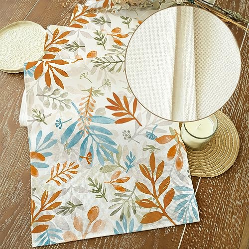 ARKENY Fall Thanksgiving Table Runner 13x72 Inches,Floral Leaves Seasonal Burlap Farmhouse Indoor Outdoor Autumn Table Runner for Home AT491-72