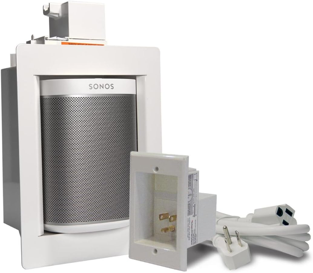 Thenos PlayBox EZ, Wall-Box w/Pwr Relocation Kit for Sonos Play:1 - White