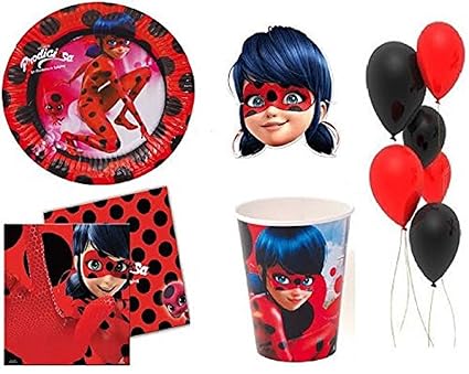 Magnifico Kit Per Festa Di Compleanno Miraculous Ladybug Per 16 Persone 2 Mascherine Ladybug In Omaggio