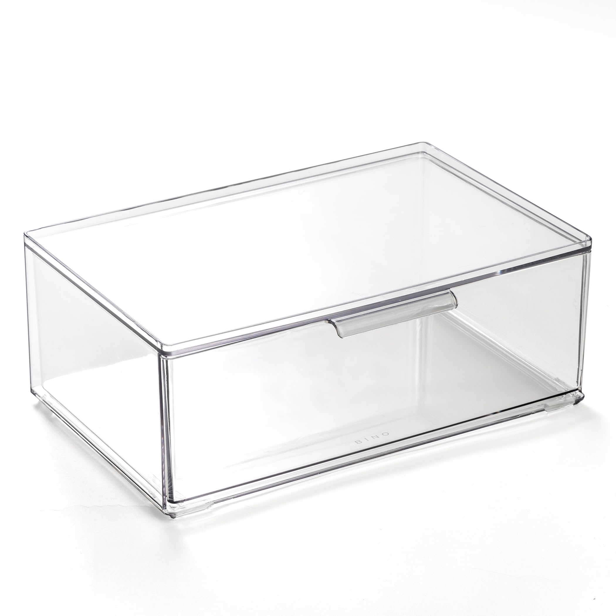 Photo 1 of BINO | Clear Stackable Storage Drawers, Large | Clear Storage Drawers with Built-In Handles | Durable Plastic Organizer Drawer | Modular Stackable Drawer Acrylic Organizer