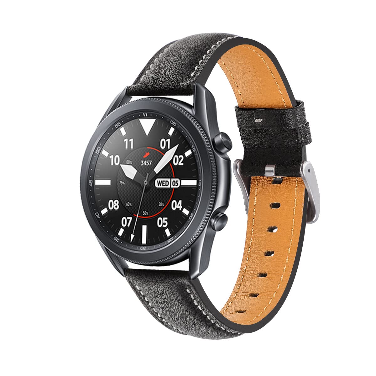 Juaupepo Genuine Leather Bands Compatible with Galaxy Watch 3 41mm/45mm,Woman Man 20mm/22mm Wristband Quick Release Strap for Galaxy Watch 42mm/Watch 4 Classic/Watch 46mm Smartwatch