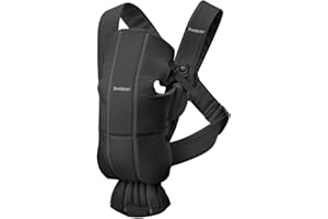 BabyBjörn Baby Carrier Mini, Black, Woven | Newborn Carrier (7-25 lbs), Ergonomic, Easy-to-Use