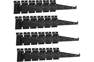 APOCHON 24Pcs 14 Inch Slatwall Shelf Bracket, Heavy Duty Knife Shelf Bracket with Lip Metal Shelf Brackets for Slat Wall, Black Slatwall Accessories for Slatwall Panels Shelf Display Home Commercial