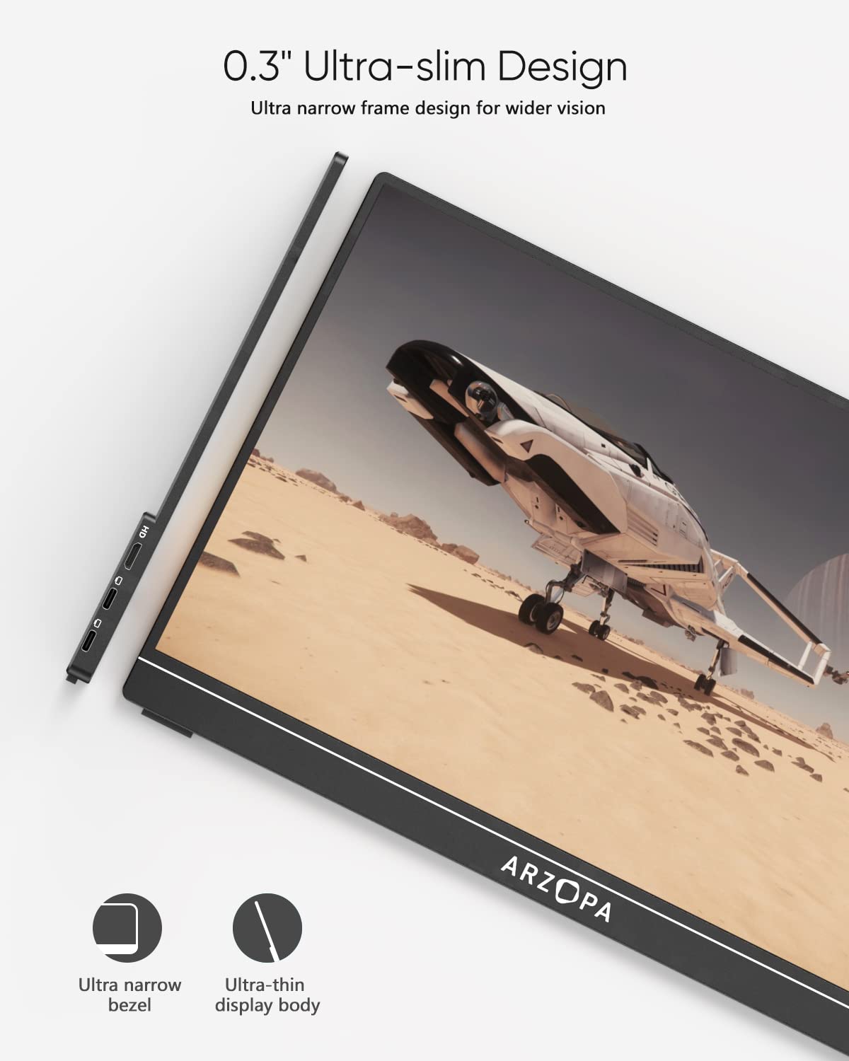 ARZOPA 16.1'' 144Hz Portable Gaming Monitor, 106% sRGB 1080P FHD Portable Monitor with HDR, Ultra Slim, Eye Care, External Second Screen for Laptop, PC, PS5, Mac, Xbox, Switch-G1 Game