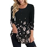 BAISHENGGT Womens Tops 3/4 Sleeve Round Neck Casual Tunic Tops Fall Fashion 2025 Dressy Casual Blouses