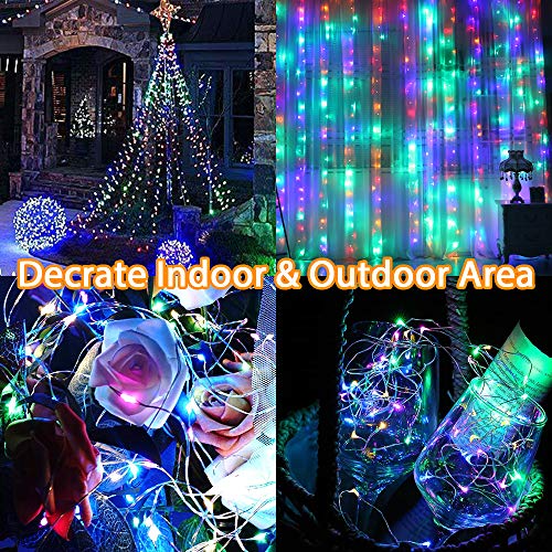 Molbory Solar String Lights Outdoor,2-Pack 33FT 100LED Fairy Lights with 8 Modes Decoration Copper Wire Lights Waterproof Indoor Outdoor Lighting for Patio Yard Trees Christmas Wedding Party