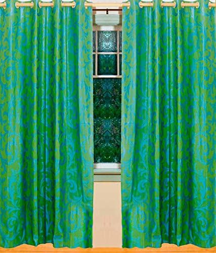 Home Candy Eyelet Set of 2 Fancy Door Curtains-7-feet 8