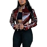 REASERAL Faux Leather Jacket for Women Buttons Cropped Jacket Bomber Motorcycle Short Jacket Sexy PU Jacket