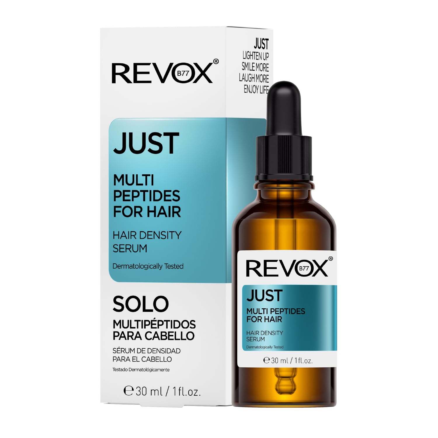 REVOX B77 - Just Multi Peptides for Hair, 30 ml, Scalp Serum, Promotes Hair Density, Strengthens and Reduces Hair Loss, Fuller and Healthier Hair, Hydrates and Soothes Irritation