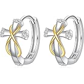 VONALA Cross Hoop Earrings S925 Sterling Silver Tiny Cubic Zirconia Hypoallergenic Cartilage Cross Earrings Jewelry Gifts for Women