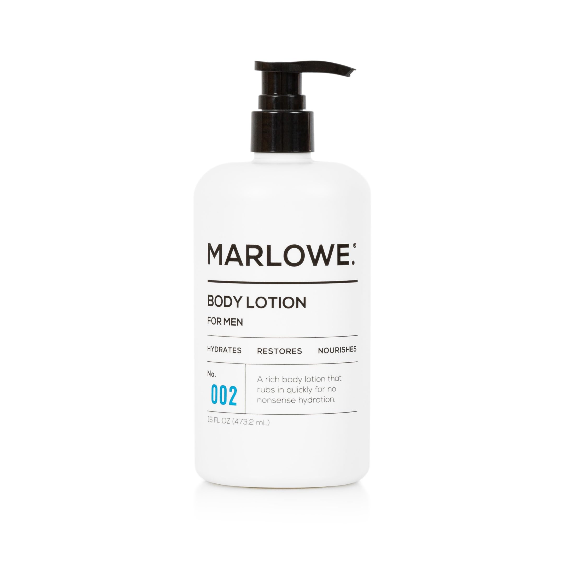 MARLOWE. No. 002 Body Lotion 15 oz Pump, Original, Revitalizing Dry Skin Lotion with Aloe Vera & Amino Acids, Hydrates & Nourishes, Lightly Scented