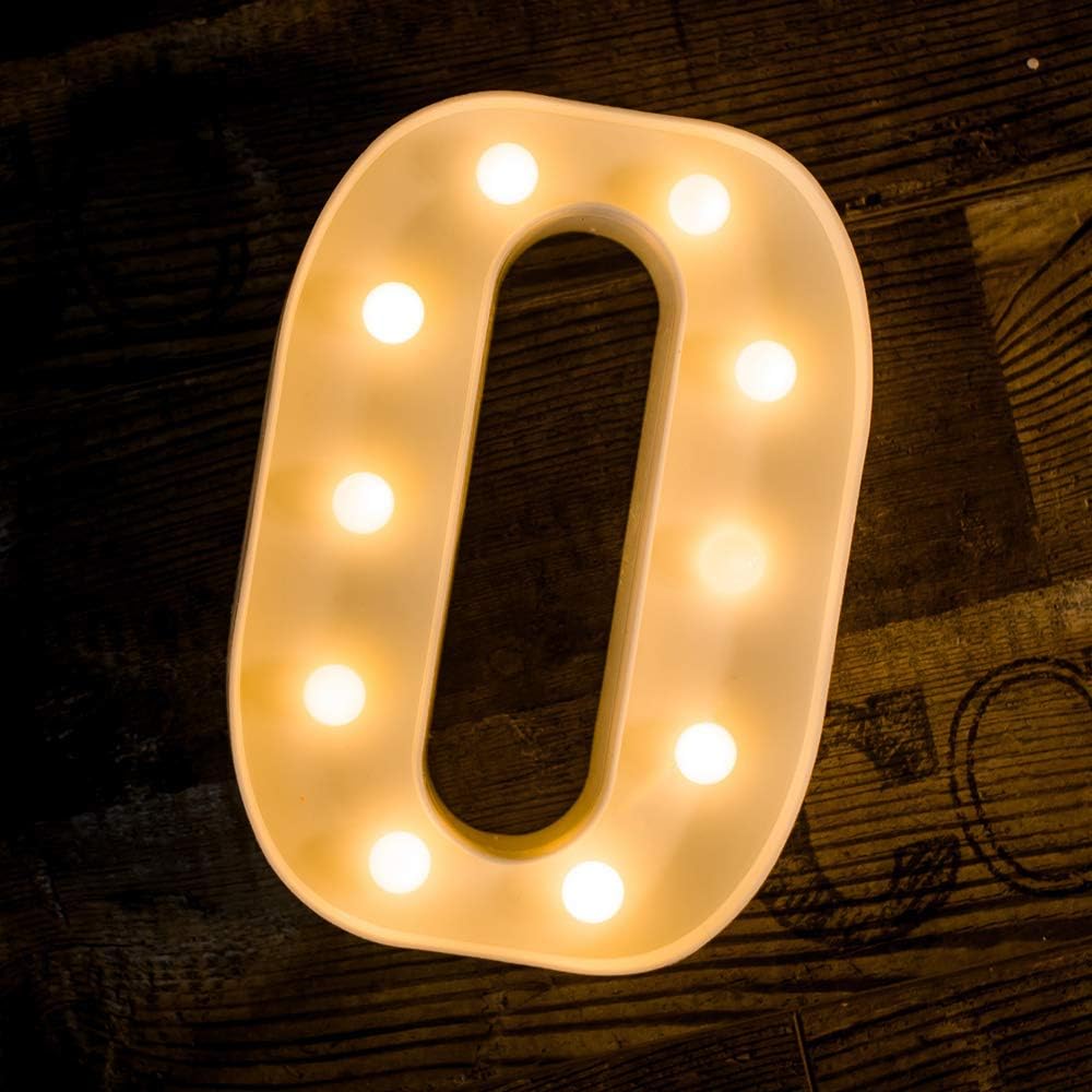 Foaky LED Letter Lights Sign Light Up Letters Sign for Night Light Wedding Birthday Party Battery Powered Christmas Lamp Home Bar Decoration (O)