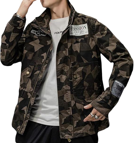 Amazon Qyyメンズ ジャケット 迷彩柄 アウター 長袖 ゆったり ブルゾン カモフラ アウトドア ジャンパーカジュアル スポーツ ライト ジャケット 大きいサイズ 春 コート ジャケット 通販