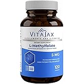 L Methylfolate 5 mg | 120 Caps | Value Pack | Max Potency | Active Folate | Gluten Free | Methyl Folate 5-MTHF | No Filler Doctor Designed and Formulated