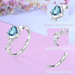 Shysnow Aquamarine Birthstone March Ring for Women