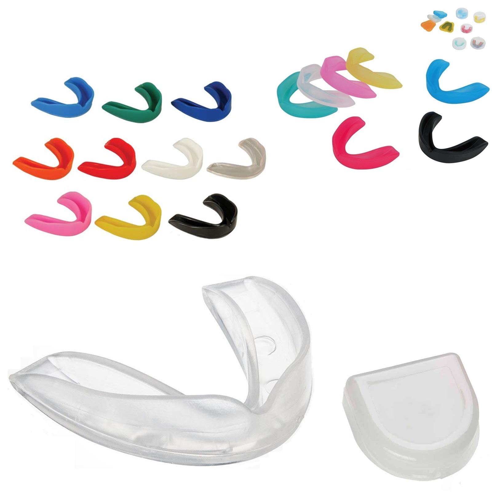 Professional Single Mouthguard Protection Unisex Bite Moldable Non-Toxic with Case Anti Bacterial (Transparent, Adult (x 2 Pieces))