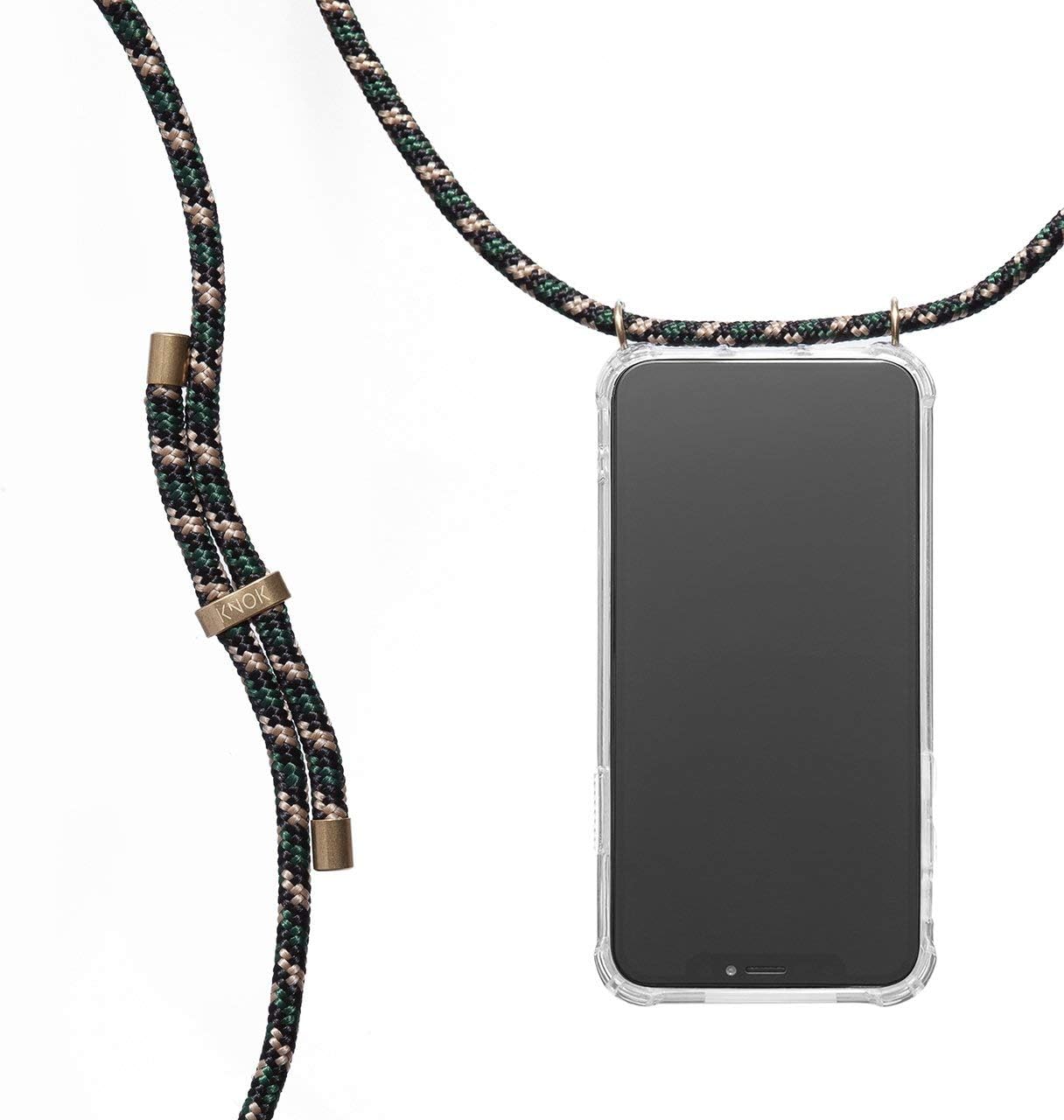 KNOK case Crossbody Phone Necklace | Mobile Cover with Cord Strap Compatible with iPhone Xs Max - Phone Collar Lanyard case (iPhone Xs Max, Camo Green)