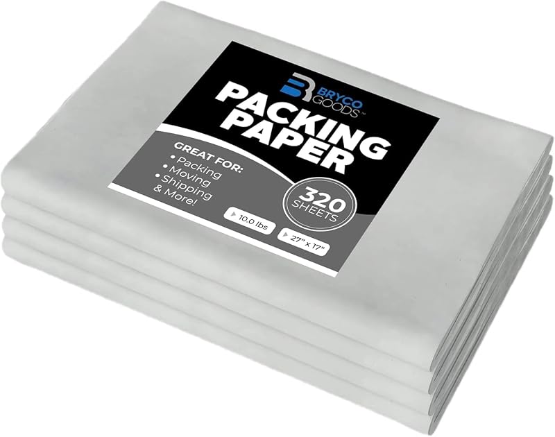 Bryco Goods Packing Paper Newsprint 10lb 320 Sheets Moving Craft Supplies 27x17