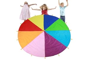 Kids Parachute Giant Multicolored Kid’s Play Parachute Canopy with 16 Handles Indoor & Outdoor Games and Exercise Toy Promote