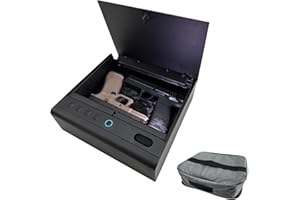 Lockforall Biometric Gun Lock Safe for Handguns, Power by AA Batteries or USB C, Fingerprint Quick Access, 2 Pistols Gun Locker Box, Heavy-Duty Storage for Home Car Bedside Office, Travel-Bag Included