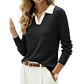 Kate Kasin 2026 Women's Wool Blend Sweaters, Long Sleeve Polo Shirts, V Neck Knitted Fall Tops