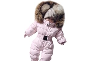 Baby Boys Girls Snowsuit Winter Hooded Ski Jumpsuit Insulated Windproof One Piece Outerwear Snow Suits Cute Coat