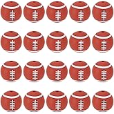 SUNNYCLUE 1 Box 32Pcs Football Beads Silicone Sports Ball Beads Brown Small Rugby Themed American Focal Spacer Beaded Pens Bead for Graduation Party Office Supplies Crafts Keychain Necklace Beginner