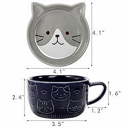 Cididu Set of 2 Cute Ceramic Cat Mug with Lid, 10