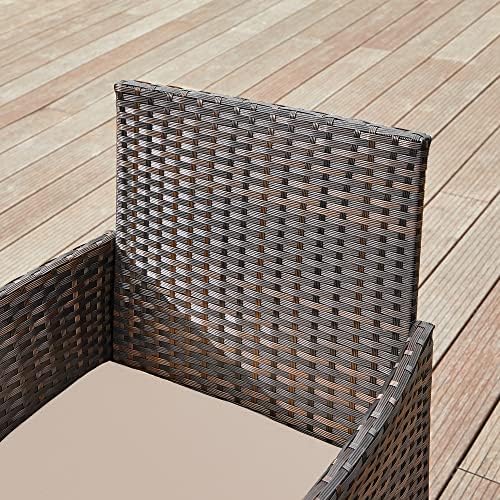 Set di Mobili da Giardino in Polyrattan, Salotto da Giardino, Mobili in Stile Rattan PE, per Patio Balcone Cortile, Marrone e Talpa GGF004K05