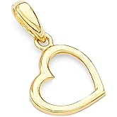 14k REAL Yellow Gold Heart Charm Pendant