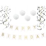 Happy F*cking Birthday Girlande – Schwarz & Gold Mit Pom Poms – Party Deko Für Erwachsene
