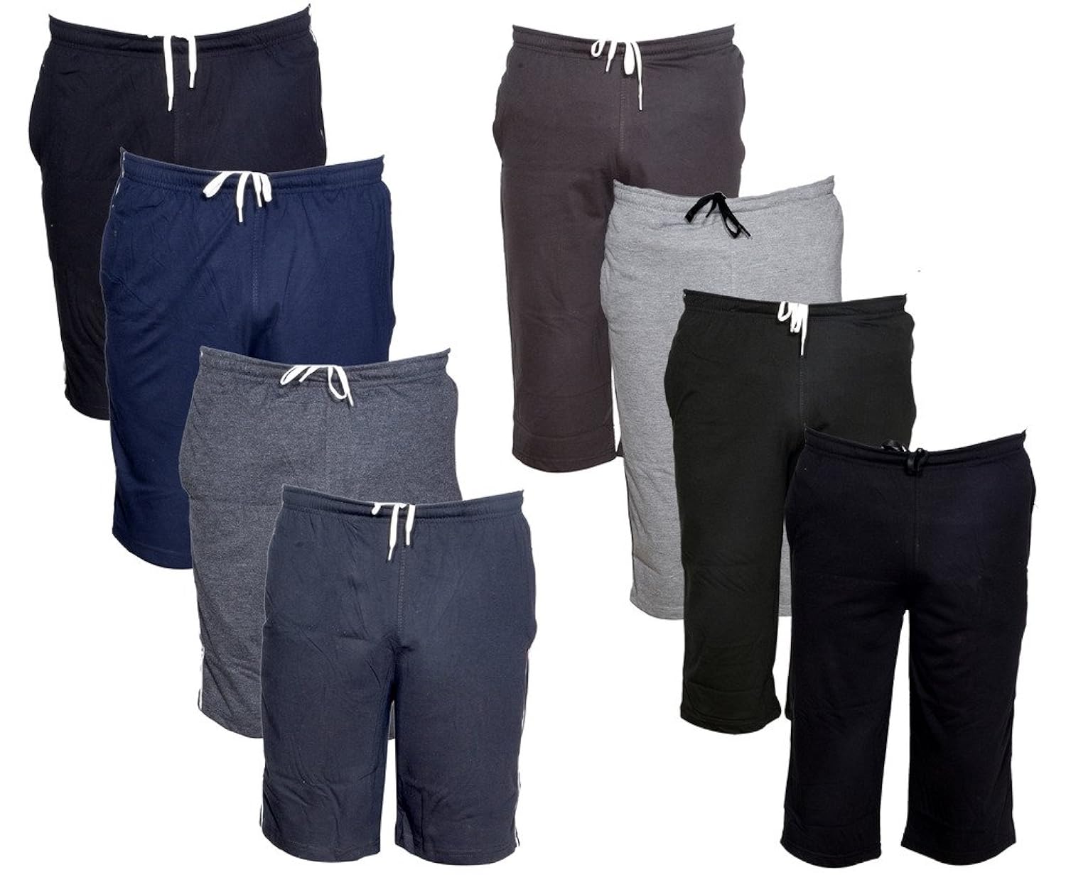 indiweaves mens 4 cotton 3/4 capri and 4 shorts/barmuda combo offer (pack of 8)