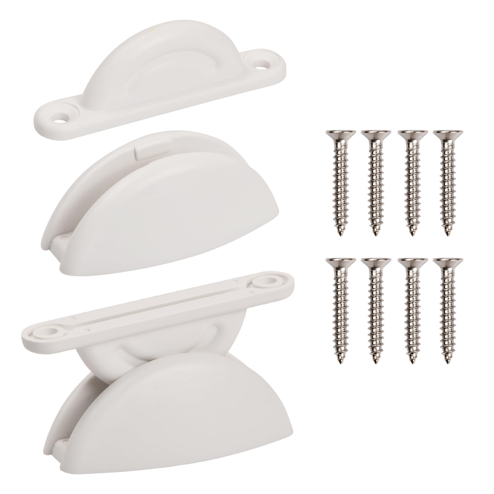 2 Pack Caravan Door Retainer, Door Stop Retaining with Screws, Motorhome Door Catches Plastic for RV Motorhome Caravan Campervans (White)