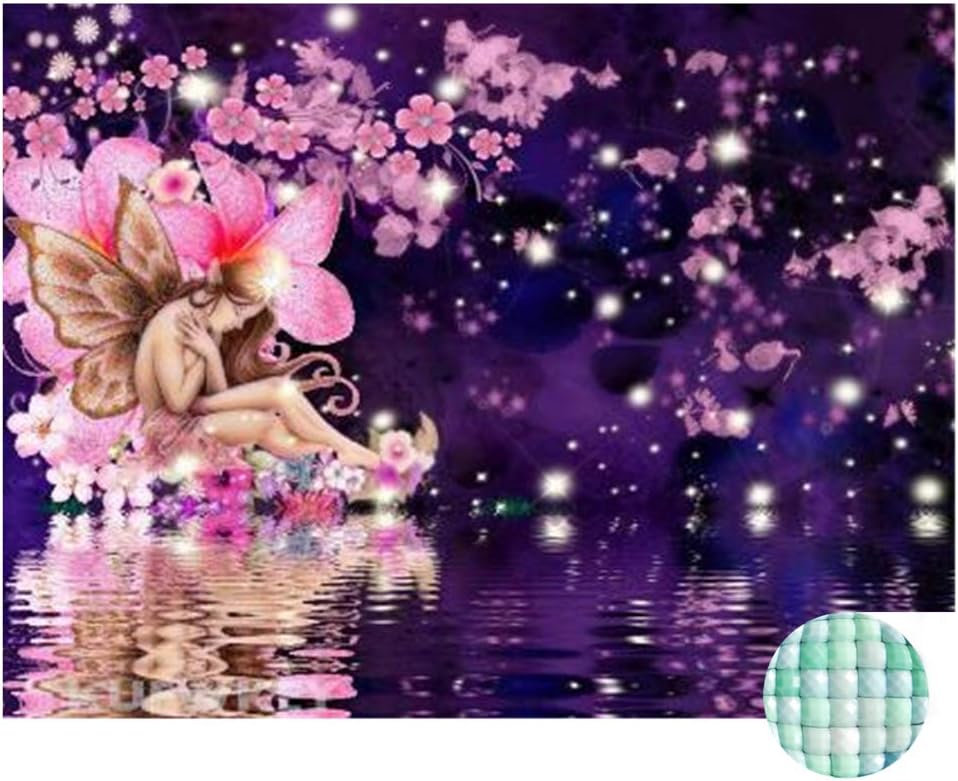 LIPHISFUN Diamond Painting Kits for Adults Full Drill Square Resin Rhinestone Embroidery Unfinished Cross Stitch Home Decor Gift,Flower Reflection