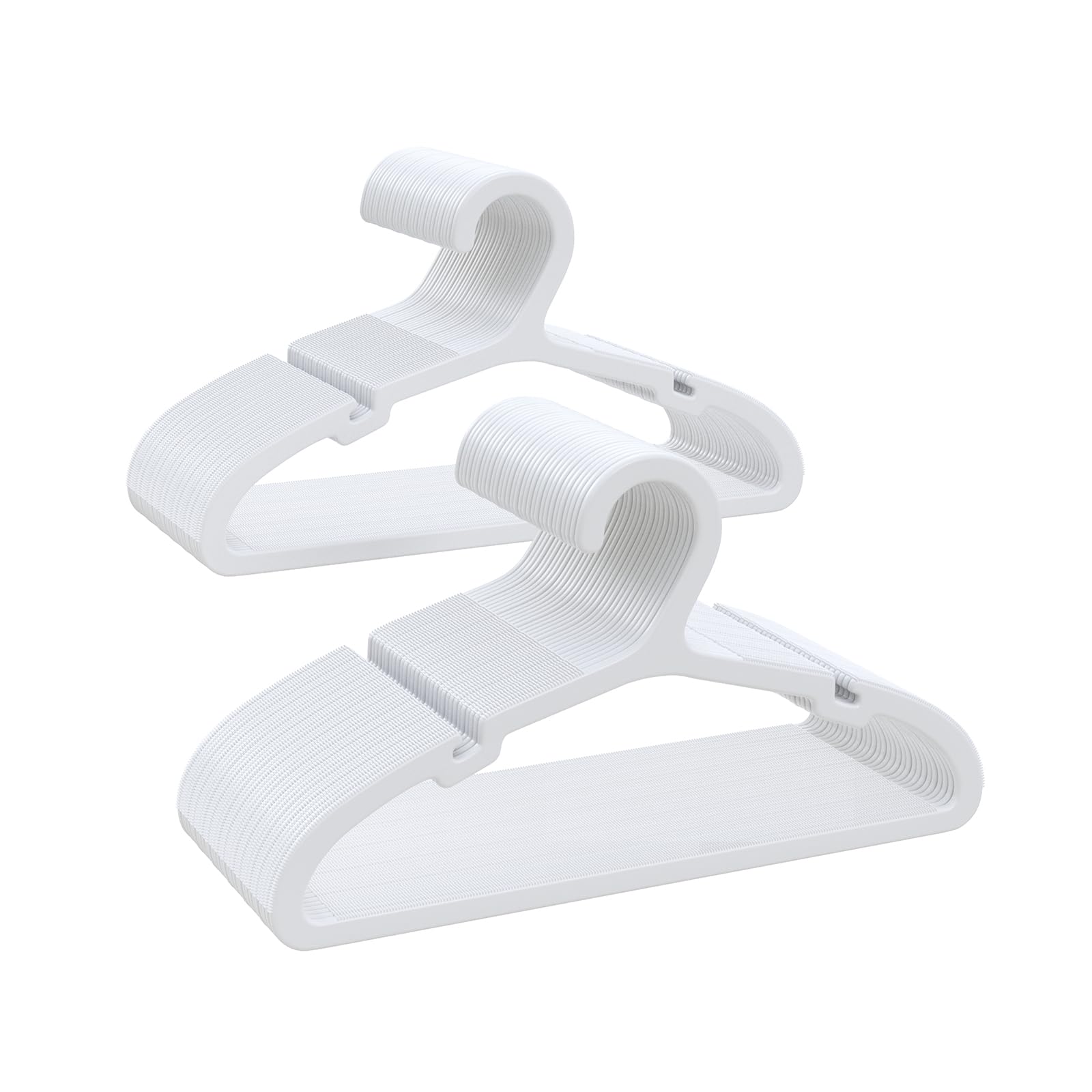 Photo 1 of ABHENG Plastic Baby Hangers, Pack of 60, Ultra Slim Closet Hangers, Non-Slip, Space-Saving, Sturdy, 11" W x 6.1" H (for Children Aged 0-6 Years), White, UAPY0660W